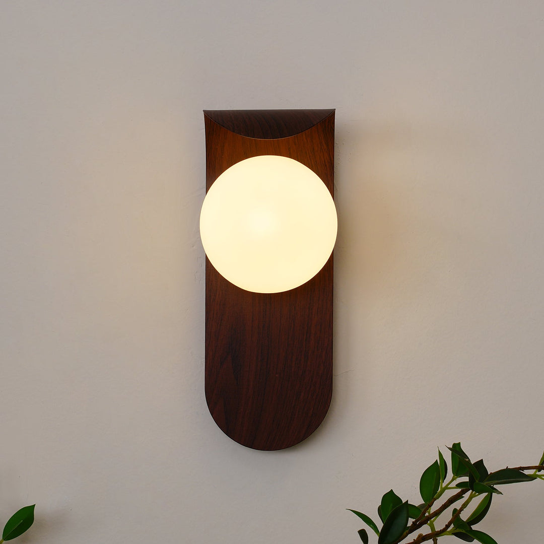 Faux-Wood Curved Arm Sconce