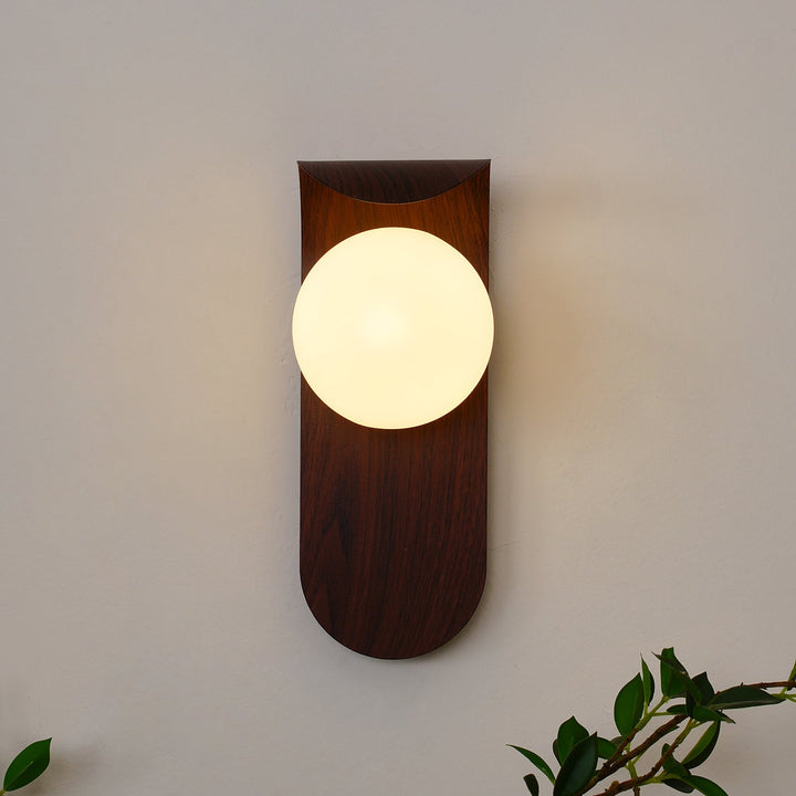 Faux-Wood Curved Arm Sconce
