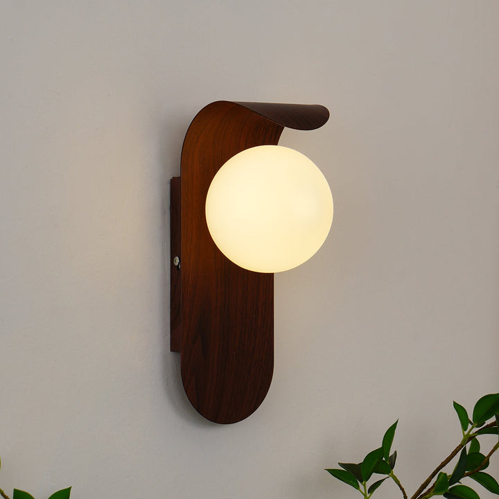 Faux-Wood Curved Arm Sconce