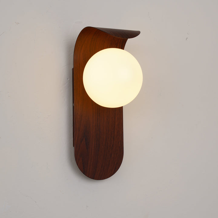 Faux-Wood Curved Arm Sconce