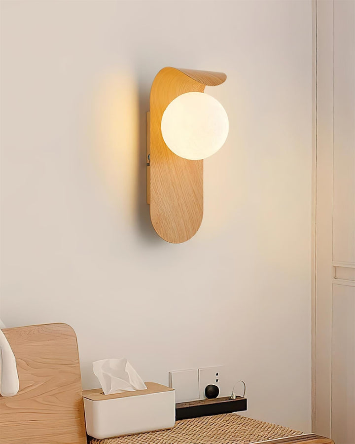 Faux-Wood Curved Arm Sconce