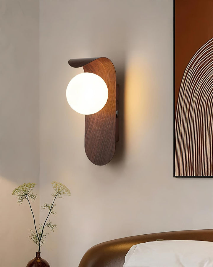 Faux-Wood Curved Arm Sconce