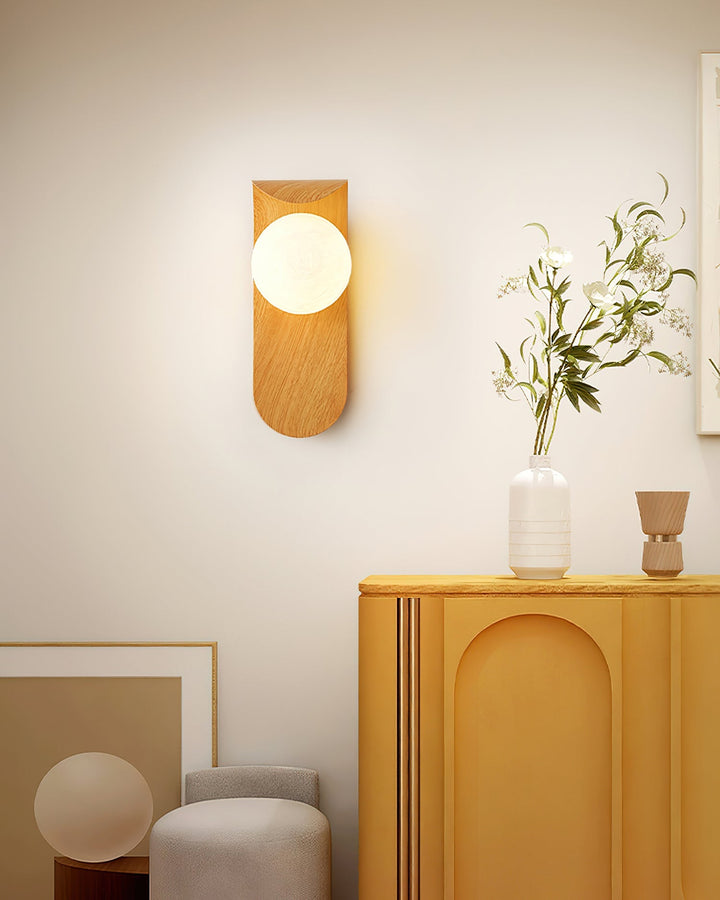Faux-Wood Curved Arm Sconce