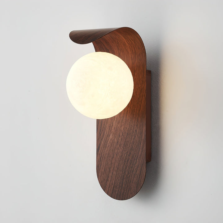 Faux-Wood Curved Arm Sconce