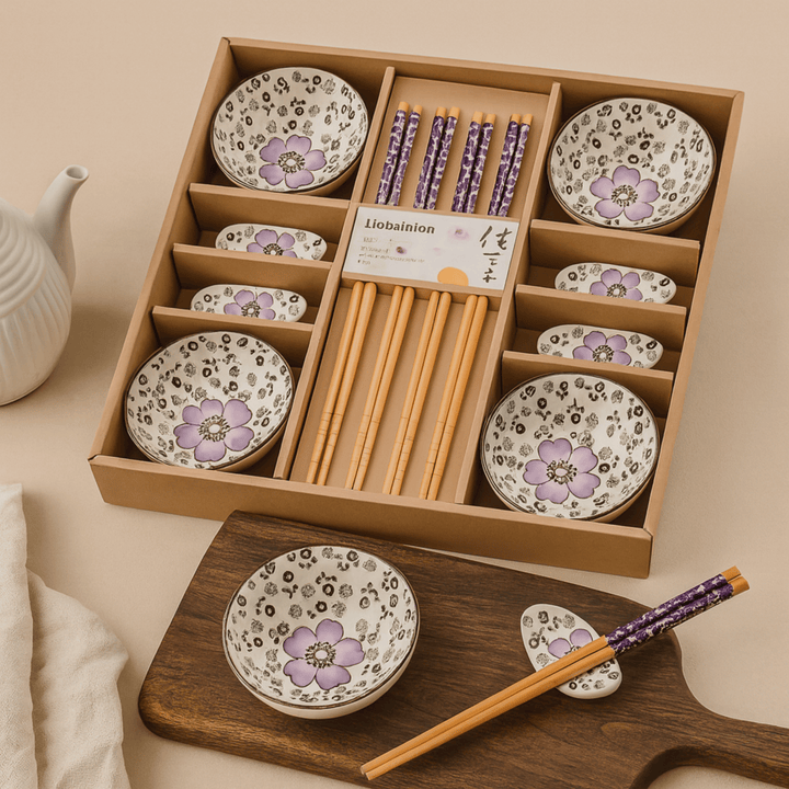 Ceramic Dinnerware Set with Cherry Blossom Design 1