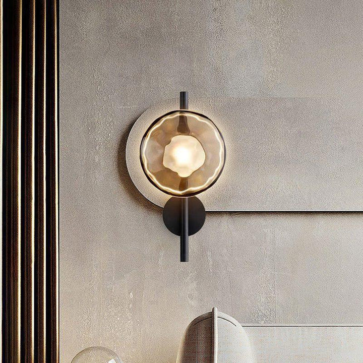 Modern Nordic Round Rippled Glass LED Wall Light - Ambient Sconce Fixture