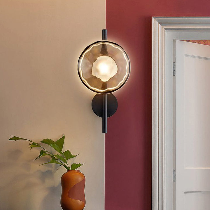 Modern Nordic Round Rippled Glass LED Wall Light - Ambient Sconce Fixture