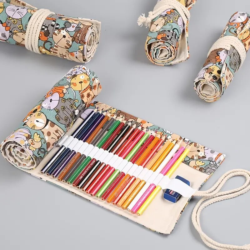 Charming Canvas Cat Pencil Case Pouch 5