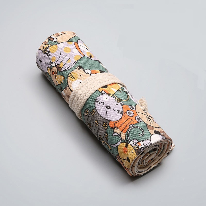 Charming Canvas Cat Pencil Case Pouch 7