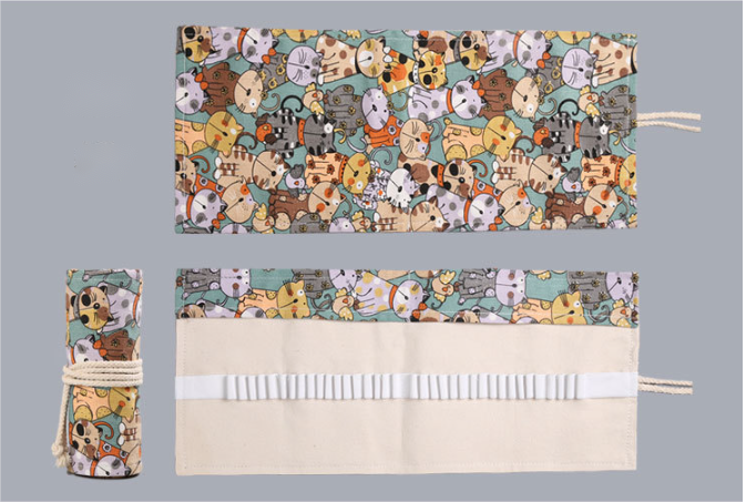 Charming Canvas Cat Pencil Case Pouch 8