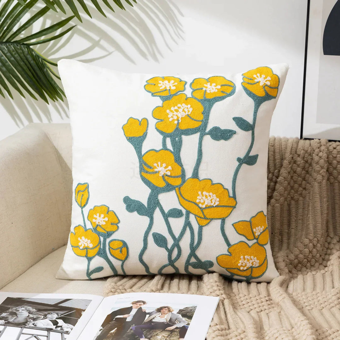 Charming Floral Cotton Cushion Cover 16