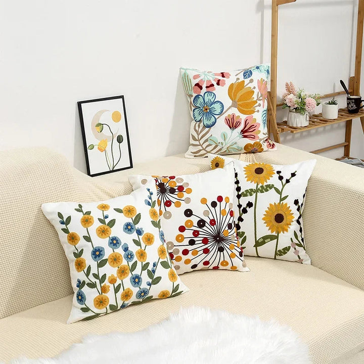 Charming Floral Cotton Cushion Cover 4