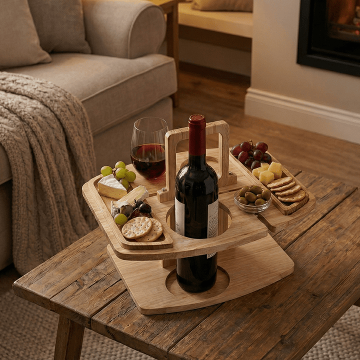 Charming Natural Wood Wine Table 0