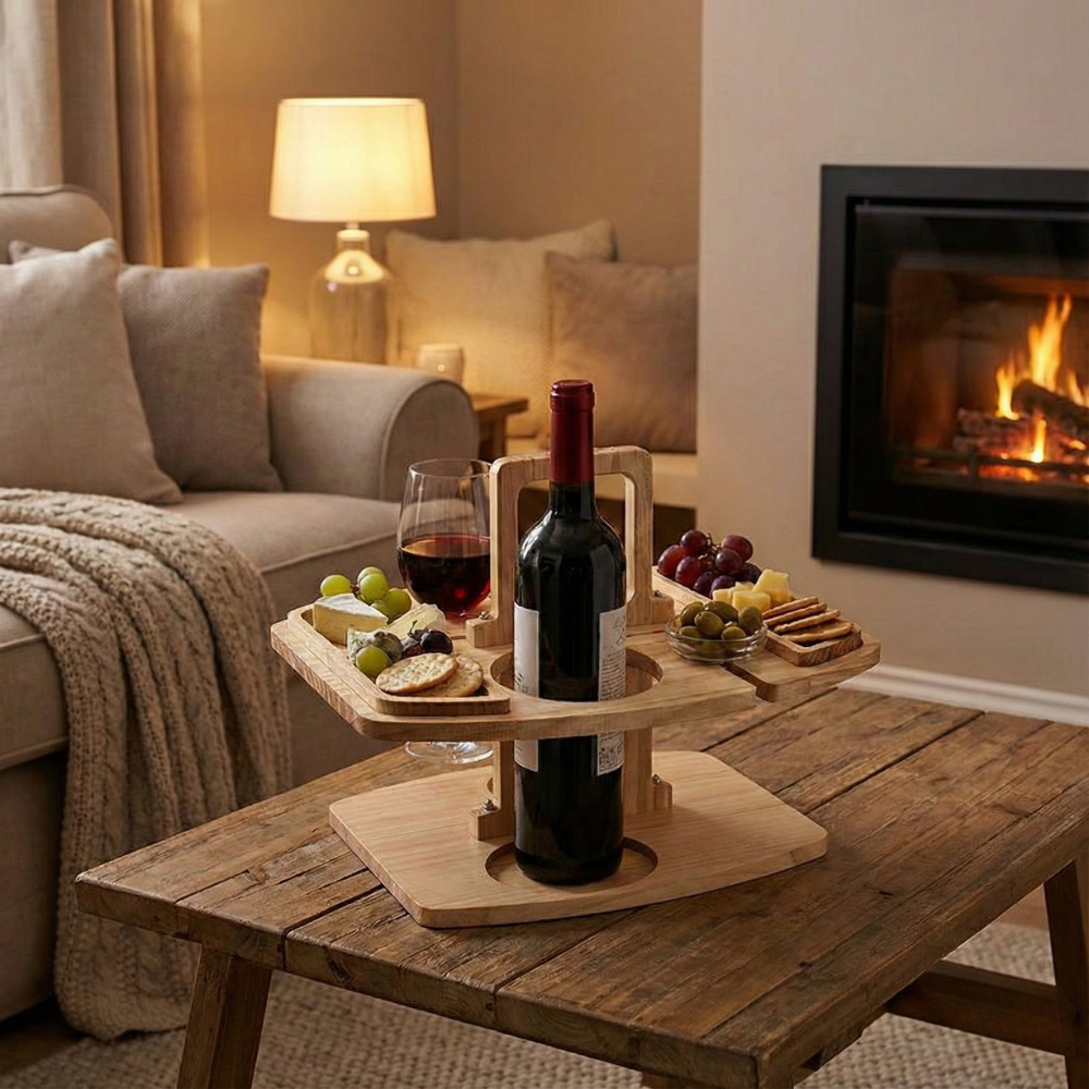 Charming Natural Wood Wine Table 2