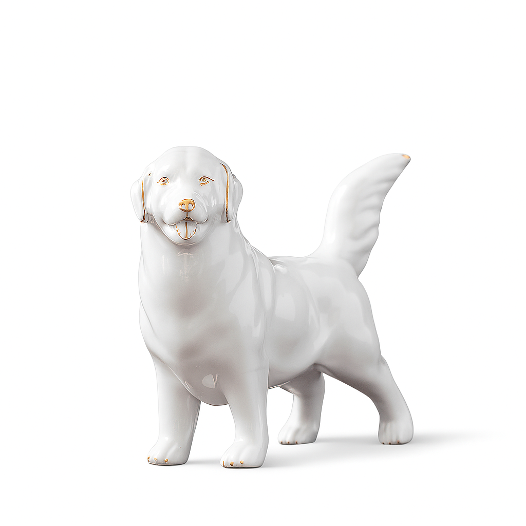 Charming Porcelain Dog Sculpture 0