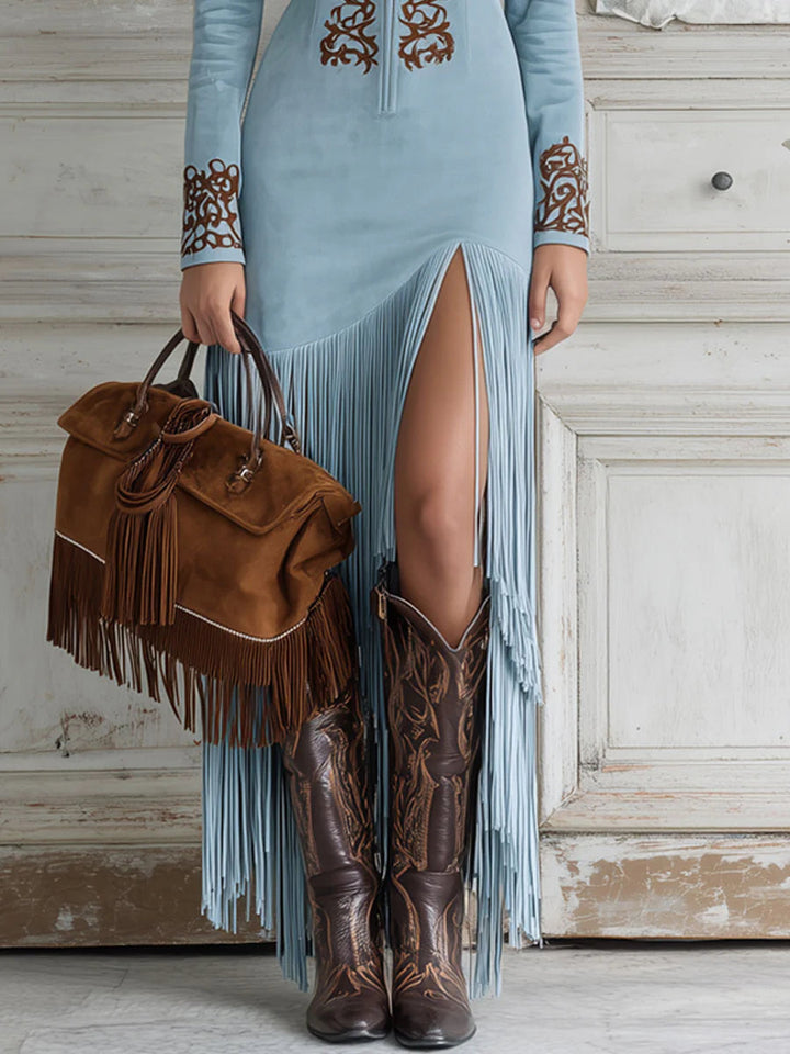 Charming Suede Maxi Dress for Women 4