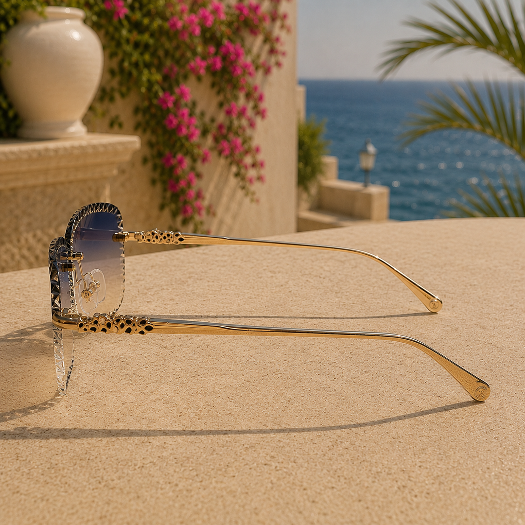 Rimless Alloy Sunglasses detail view