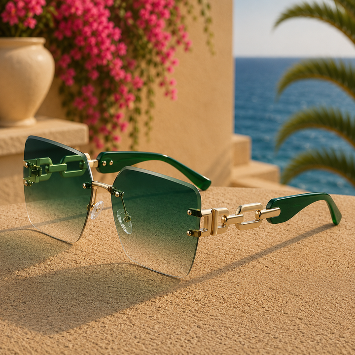 Emerald Green Aureo Luxe Sunglasses front view