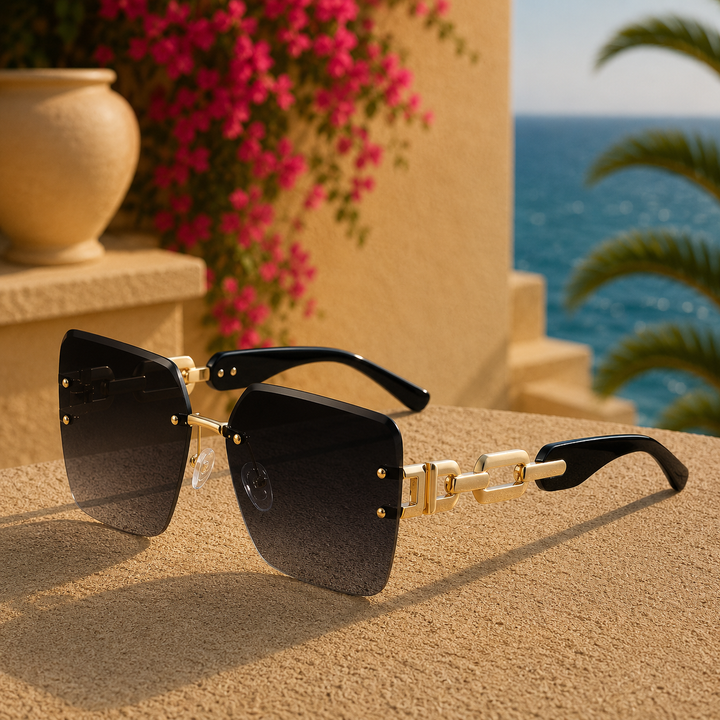 Black Aureo Luxe Sunglasses front view