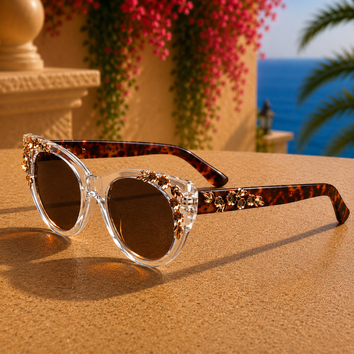 Clear Tortoise Margaret Rose Sunglasses detail