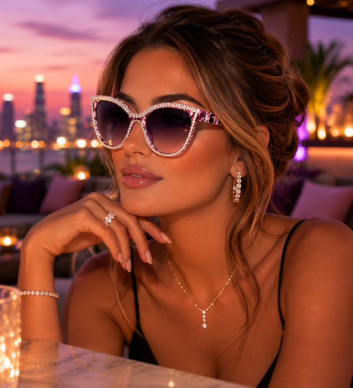 Crystal Cat-Eye Sunglasses side detail