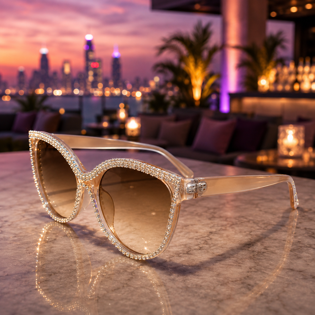 Champagne Crystal Cat-Eye Sunglasses front view