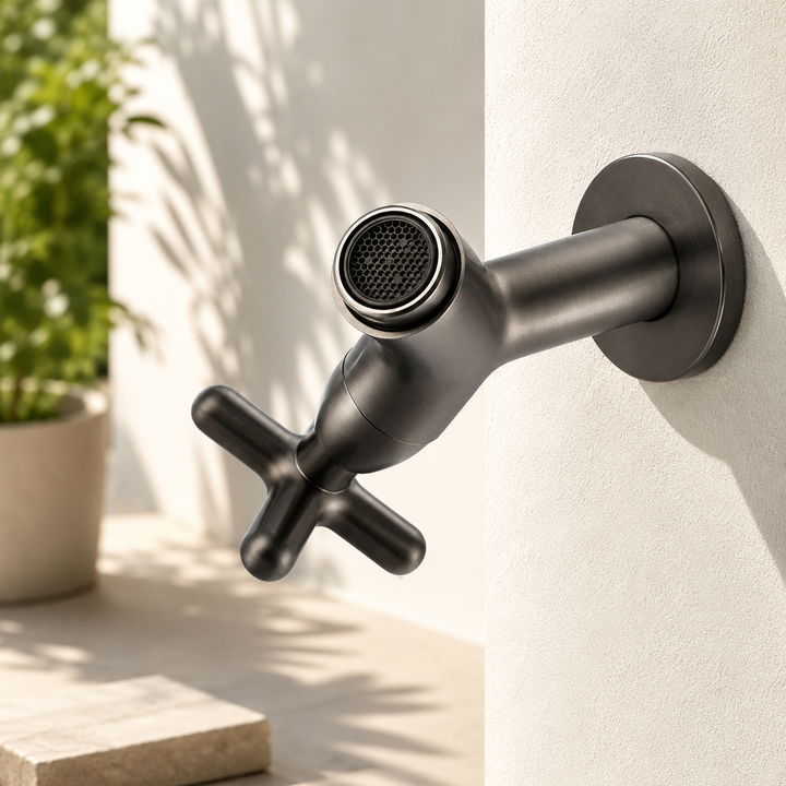 Brass Outdoor Wall Faucet lifestyle setting