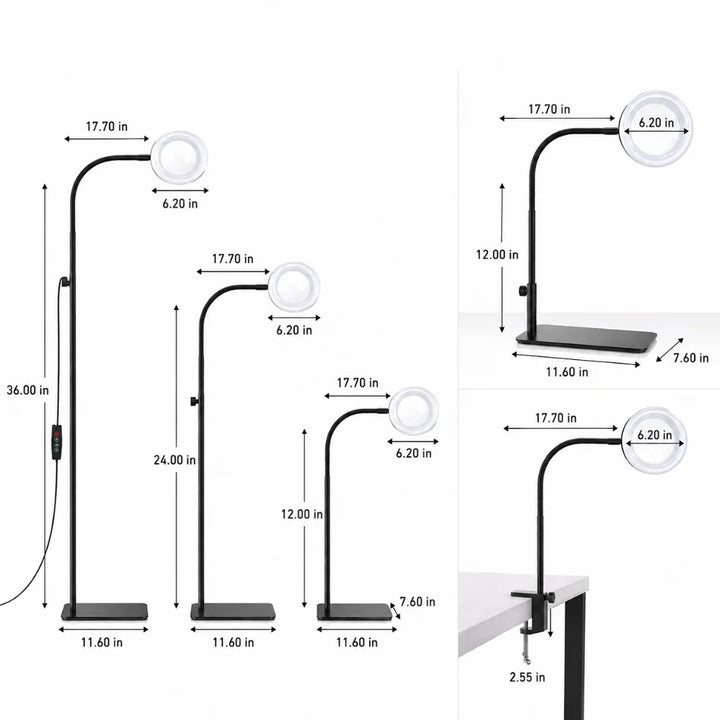 LED Magnifying Lamp dimensions diagram
