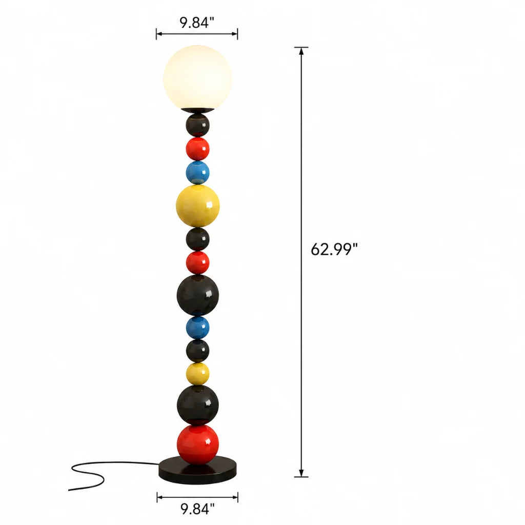 Stacked Glass Orb Floor Lamp full length view