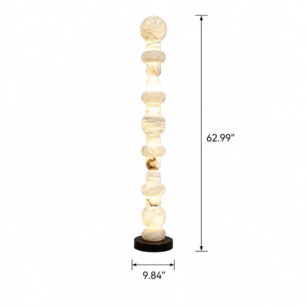 Stacked Marble Sculptural Floor Lamp full length view