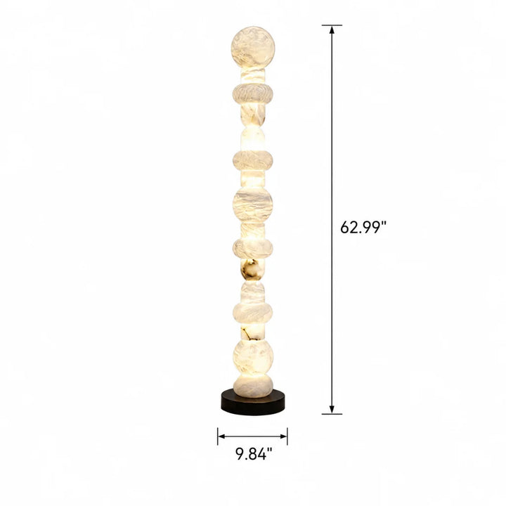 Stacked Marble Sculptural Floor Lamp full length view