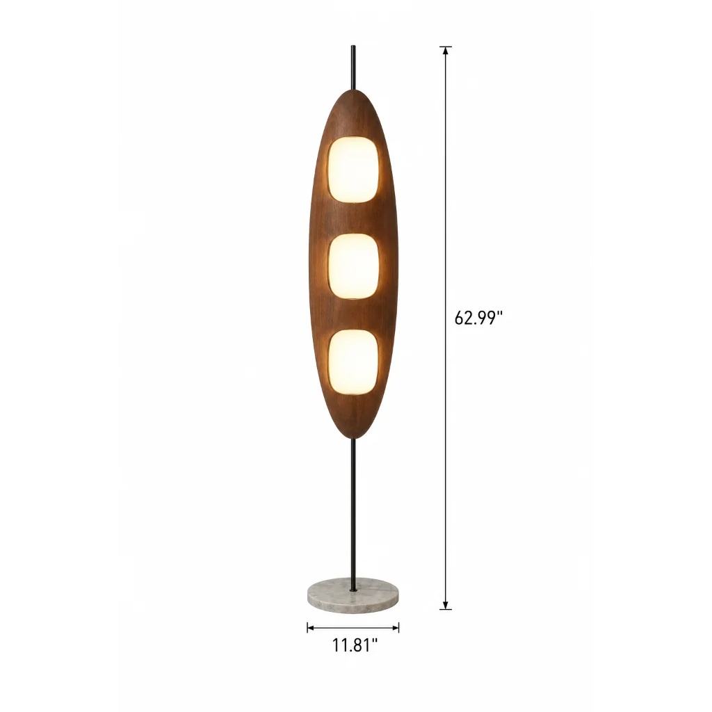 Walnut Yacht Silhouette Floor Lamp - lifestyle rendering styled in modern interior