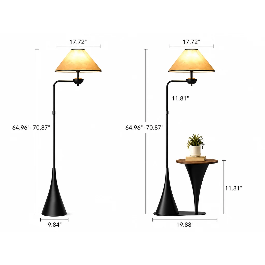 French Vintage Floor Lamp dimensions diagram