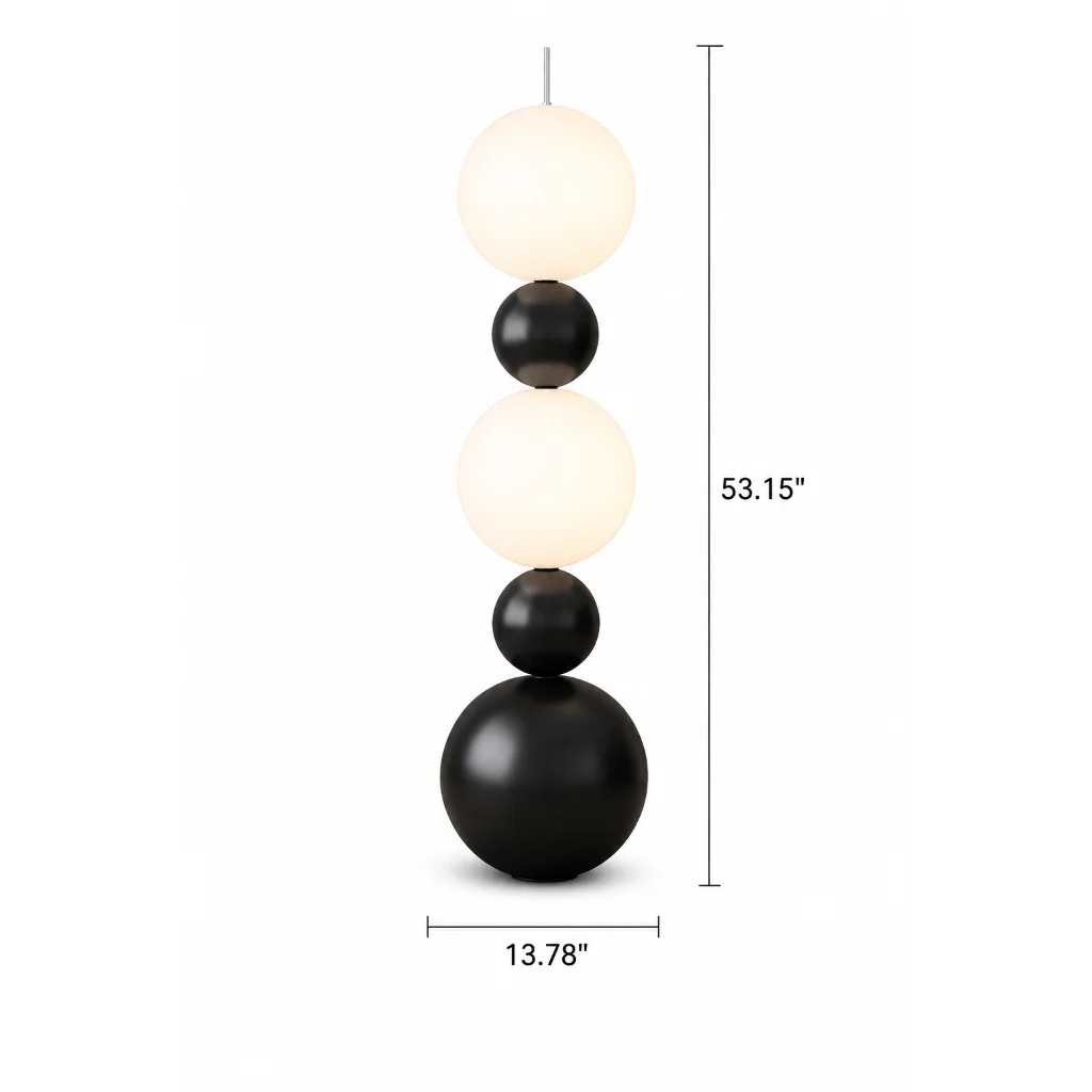 Black Metal 3-Globe Floor Lamp lifestyle rendering