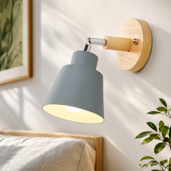 Gray Wood Rotating Wall Sconce detail view