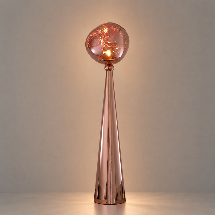 Sculptural Glass Floor Lamp in living room lifestyle setting