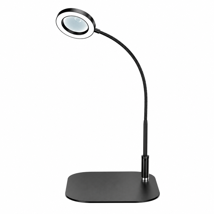 Black LED Magnifying Lamp head detail close-up