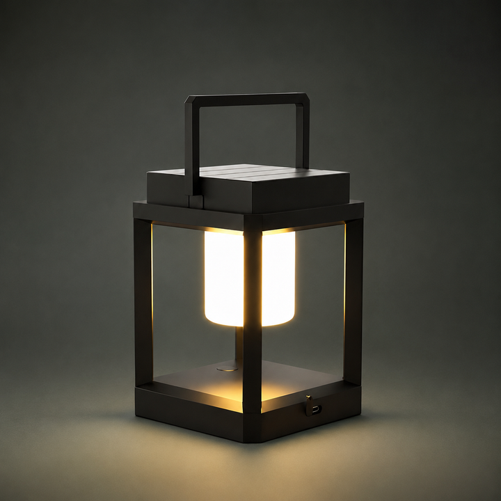 Black Solar Patio Lantern studio product shot