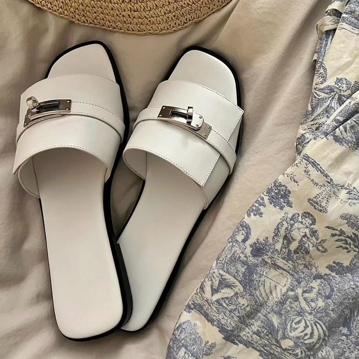 Chic Leather Women's Slides 0