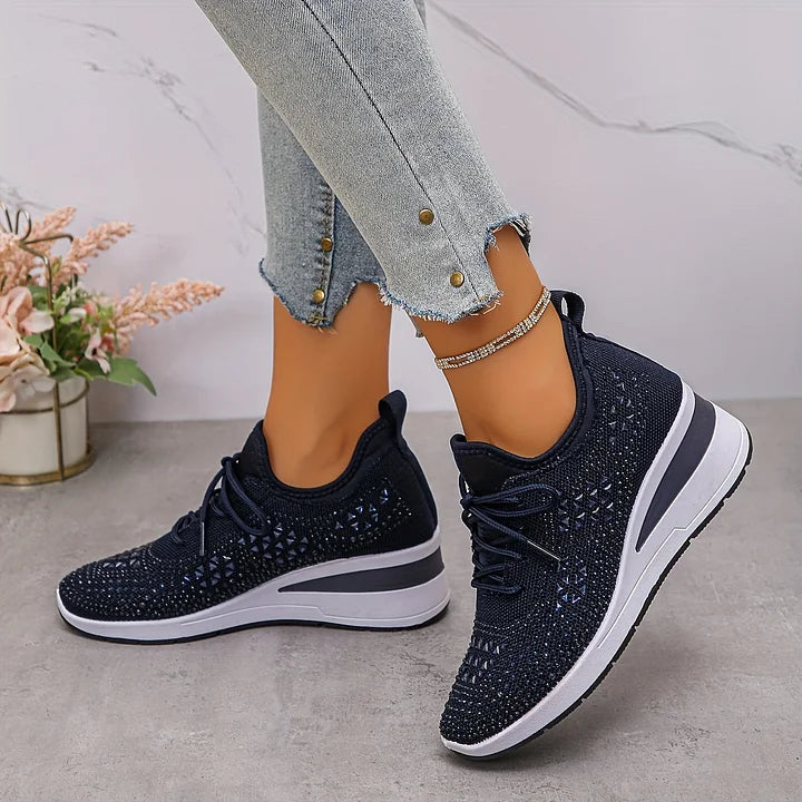 Chic White Knit Lace-Up Sneakers 10