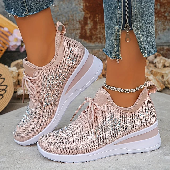 Chic White Knit Lace-Up Sneakers 11