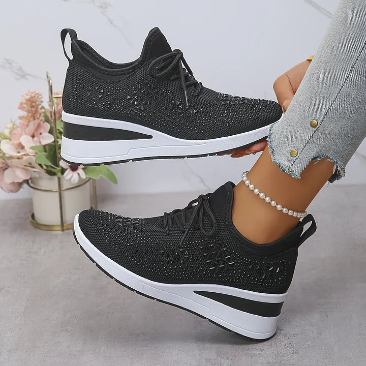 Chic White Knit Lace-Up Sneakers 3