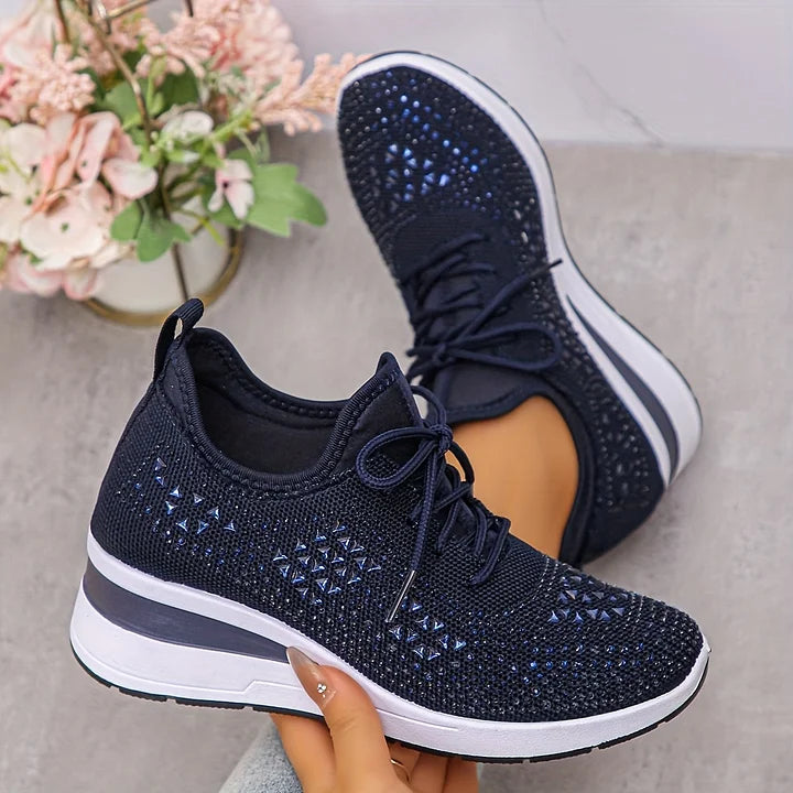 Chic White Knit Lace-Up Sneakers 4