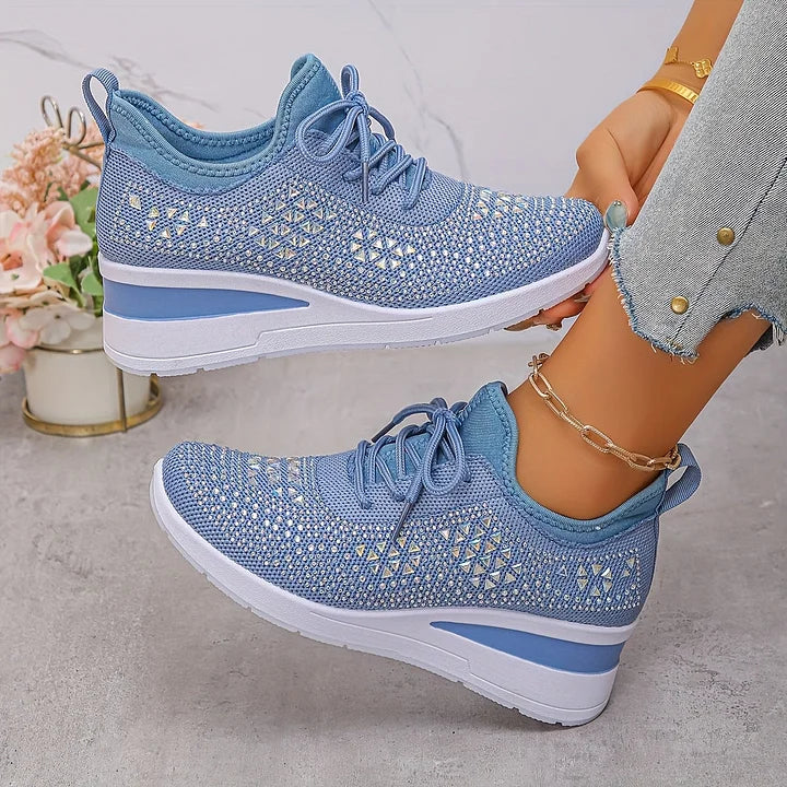 Chic White Knit Lace-Up Sneakers 5