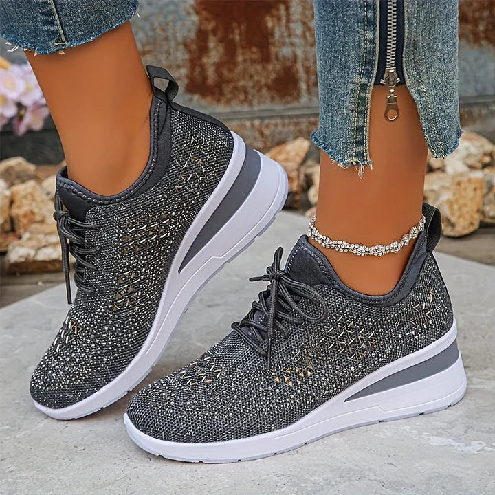 Chic White Knit Lace-Up Sneakers 7