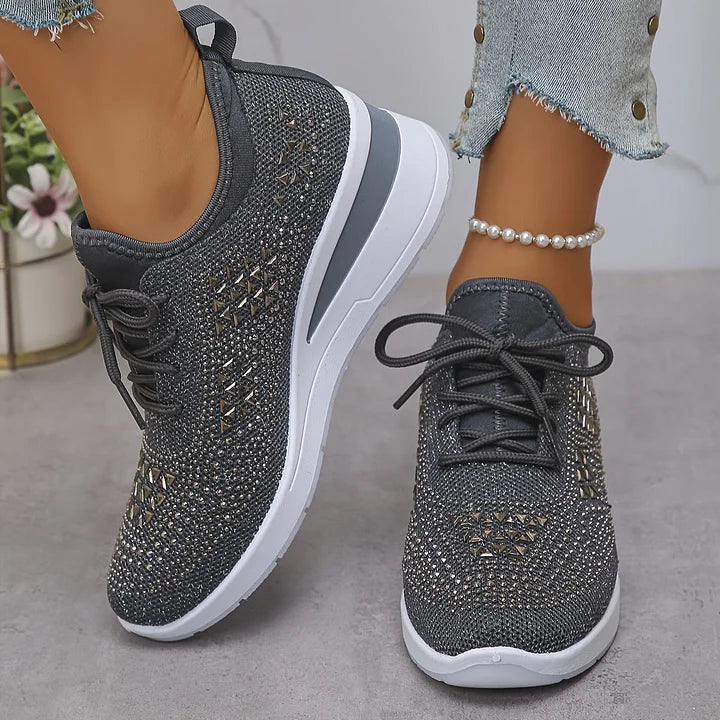 Chic White Knit Lace-Up Sneakers 8