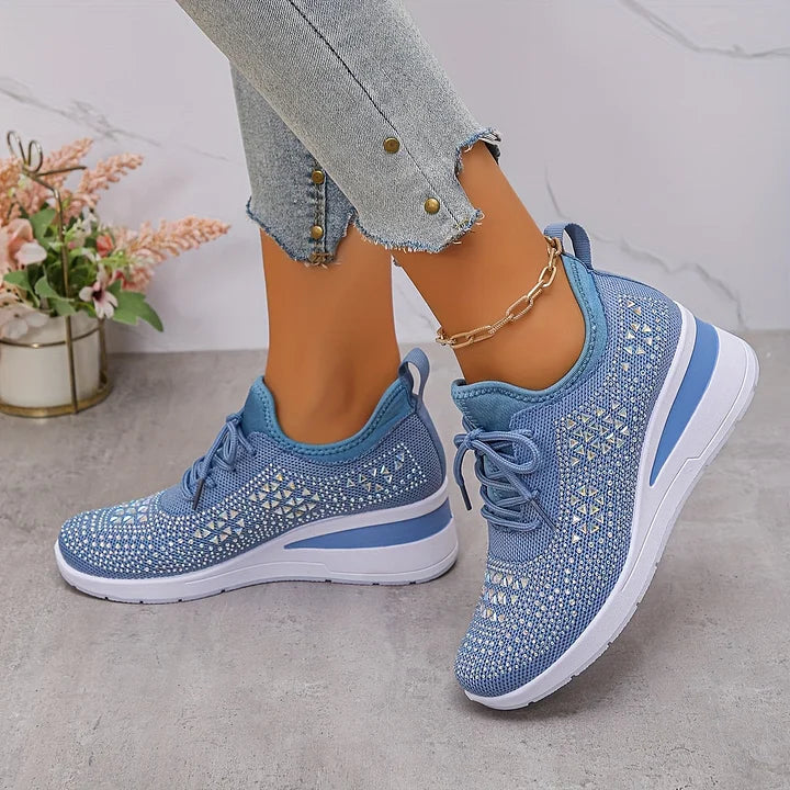 Chic White Knit Lace-Up Sneakers 9