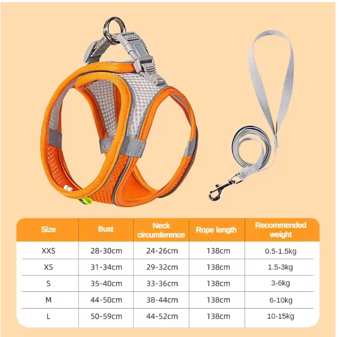 Comfortable Adjustable Dog Harness Leash Set 0