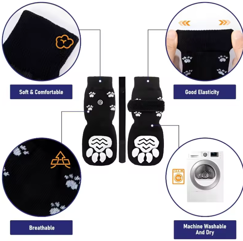 Comforting Cotton Non-Slip Dog Socks 8