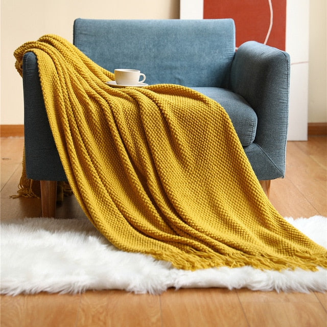 Cozy Acrylic Tassel Throw Blanket 0